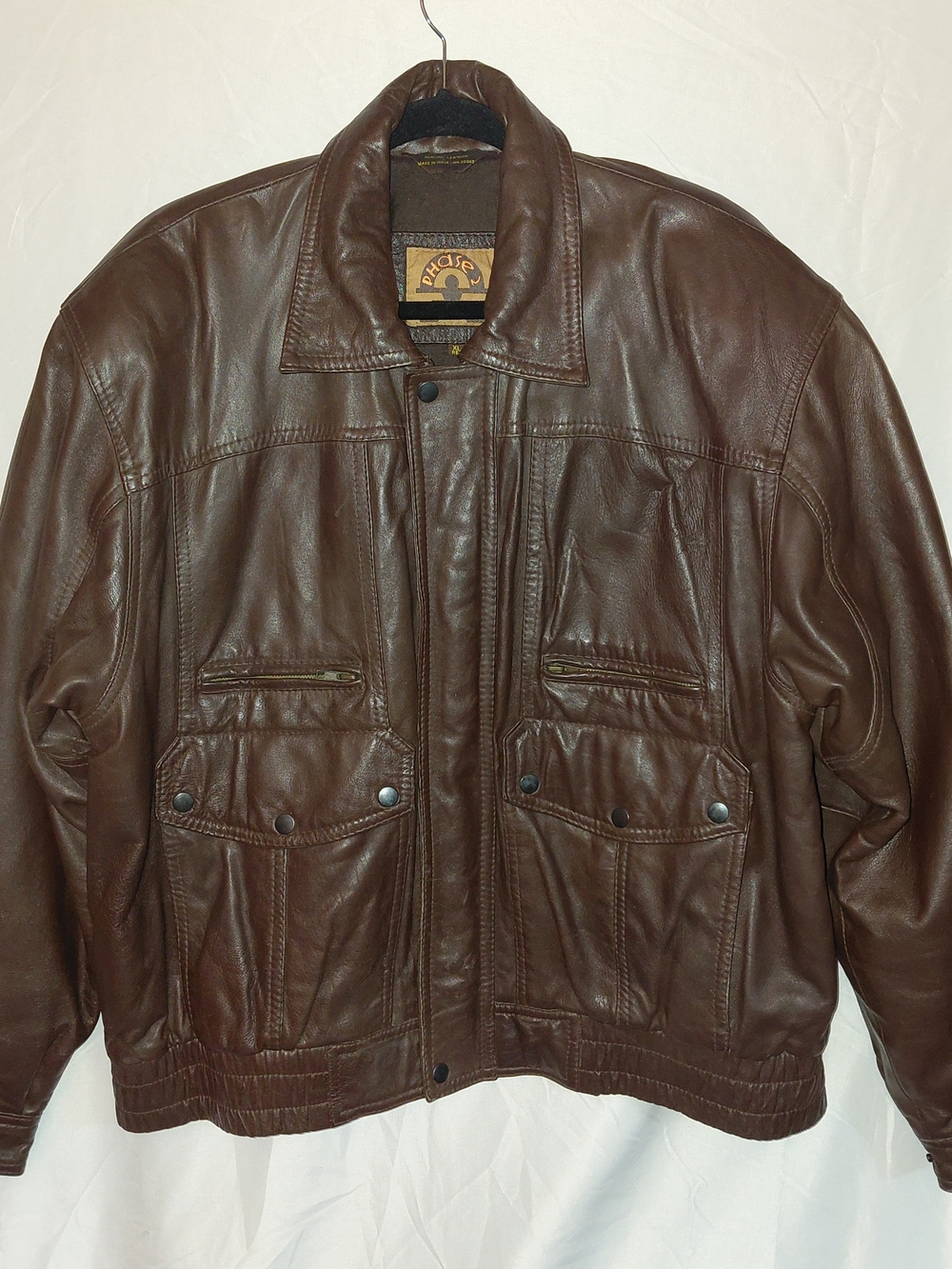 Never Worn Vintage Brown Leather Bomber Jacket by Phase - Classic Casual #2315
